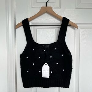 NWT ENGLISH FACTORY - Sleeveless Polka Dot Crop Sweater / Size S